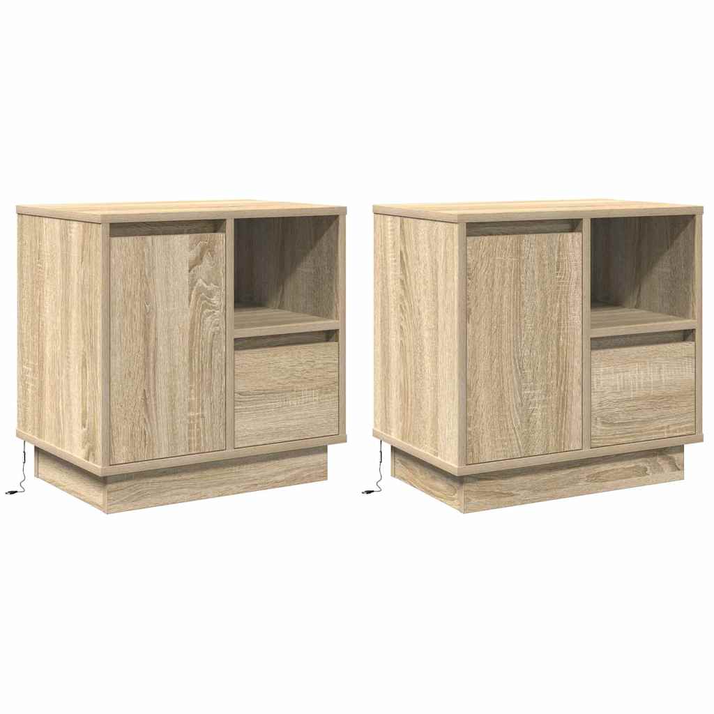 Dulap de noapte cu sertar 2 pcs Stejar Sonoma 50 x 34,5 x 50 cm