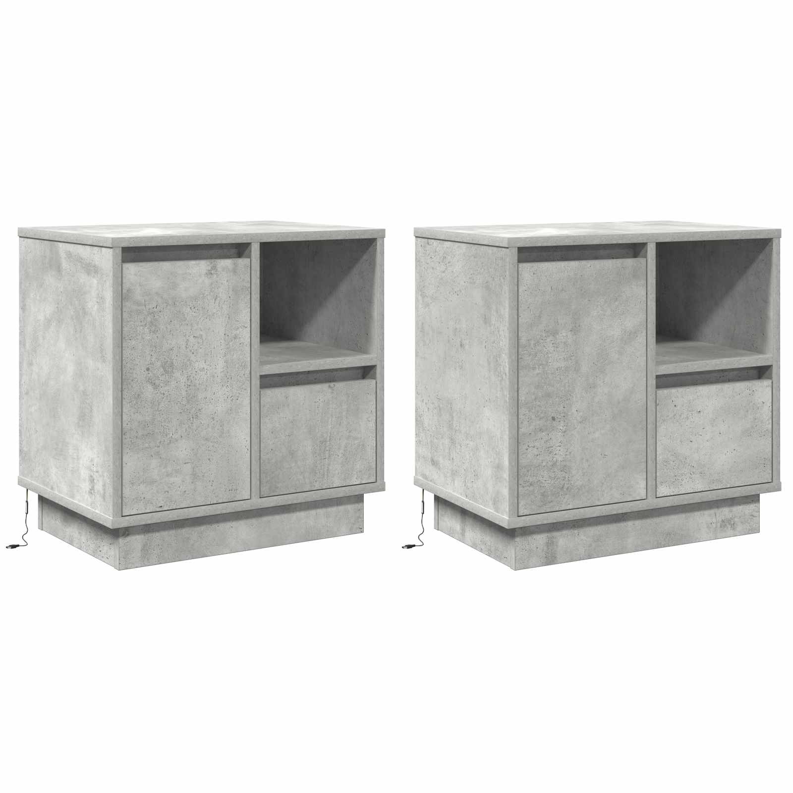 Dulap de noapte cu sertar 2 pcs Gri din beton 50 x 34,5 x 50 cm