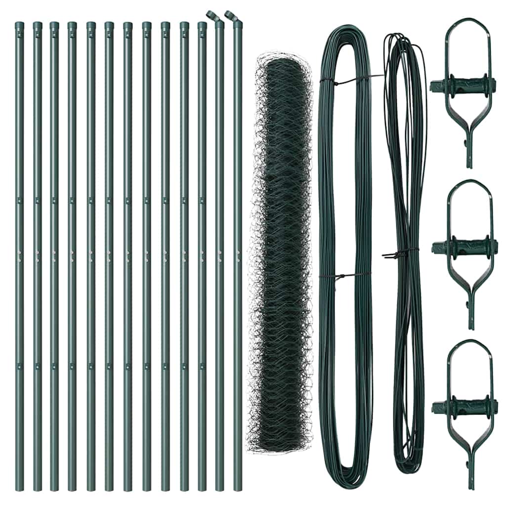 Stâlp de gard. Verde 25 x 1,4 m (plasă de 36 mm) Oțel și PVC