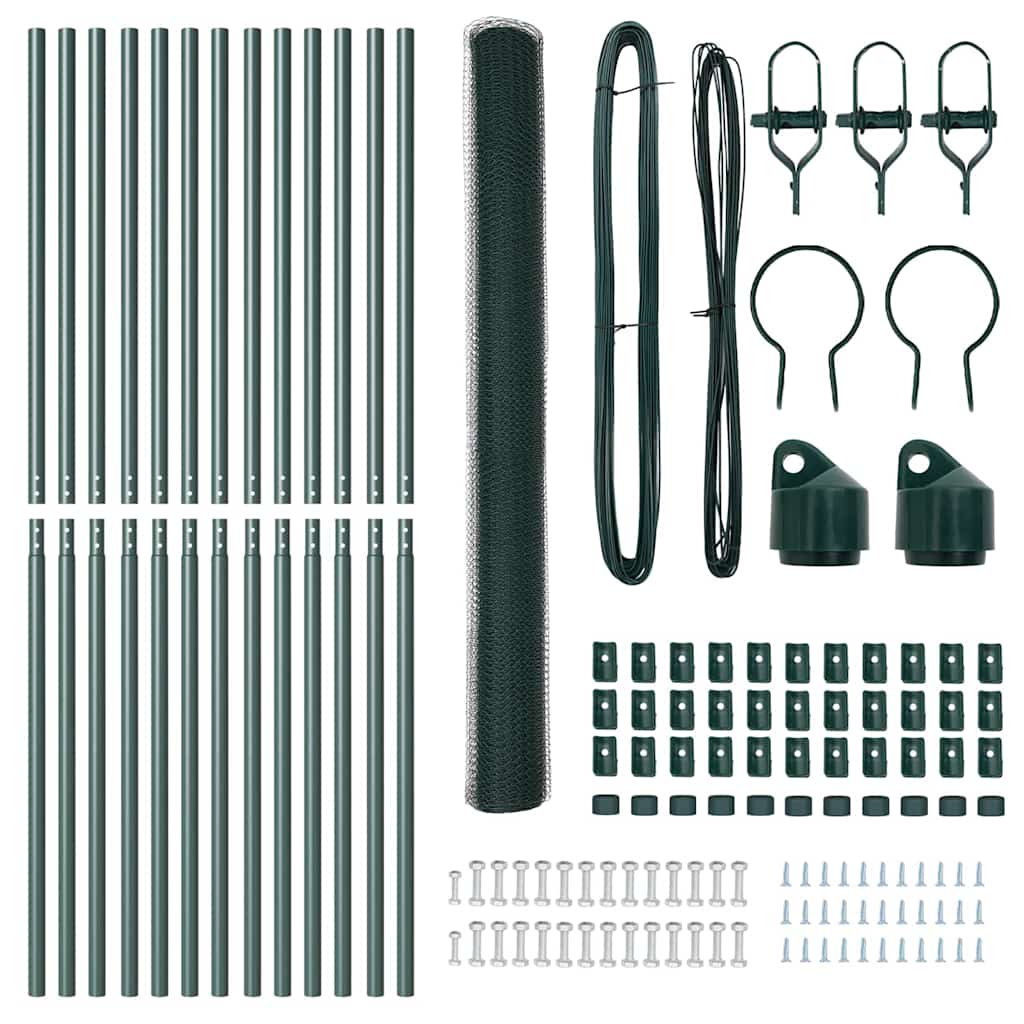 Stâlp de gard. Verde 25 x 1,5 m (plasă de 13 mm) Oțel