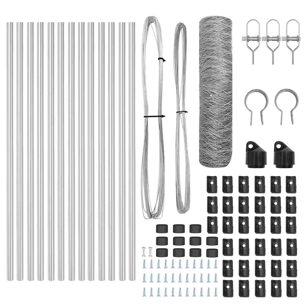 Stâlp de gard. Argintiu 25 x 0,6 m (plasă de 50 mm) Oțel