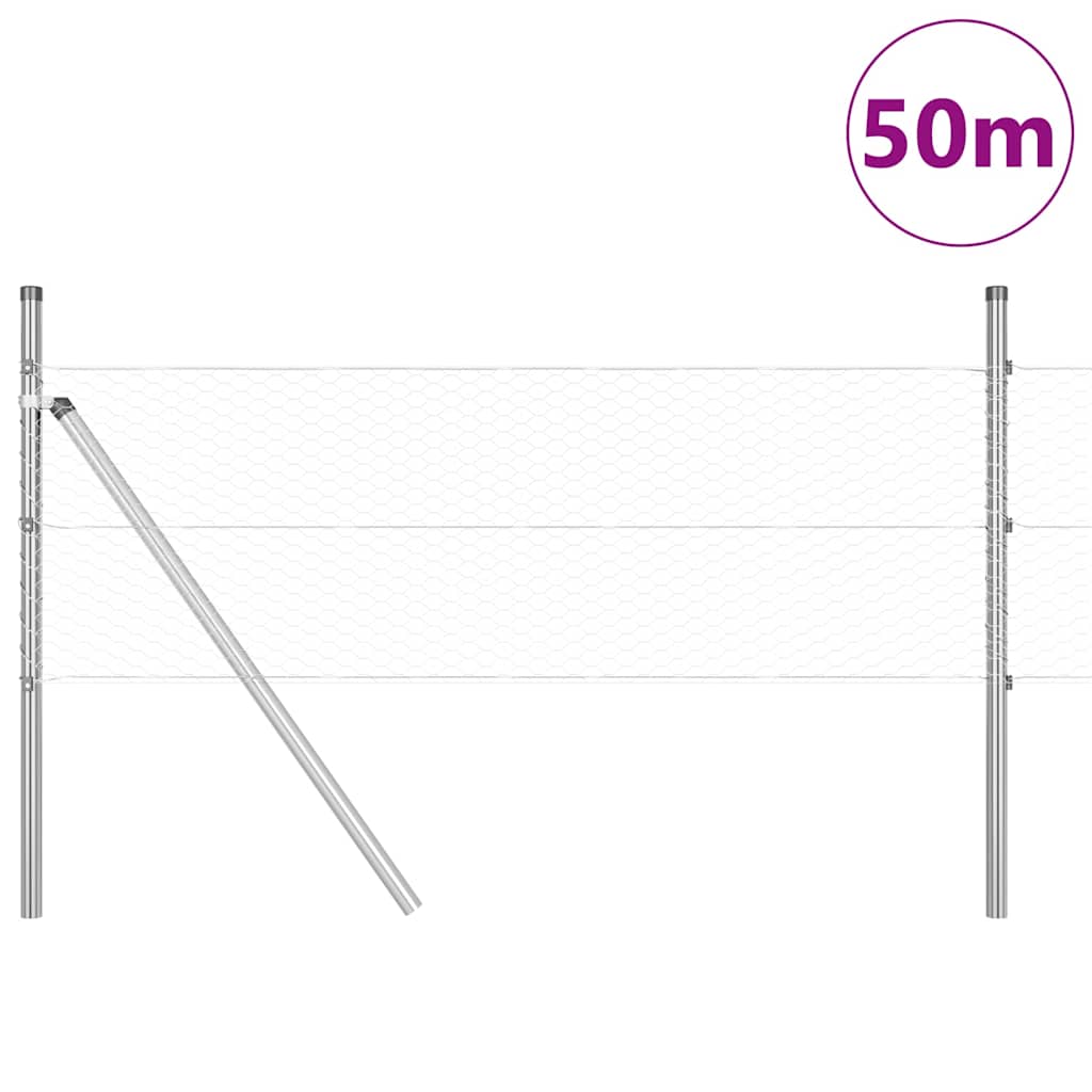 Stâlp de gard. Argintiu 50 x 0,8 m (plasă de 25 mm) Oțel
