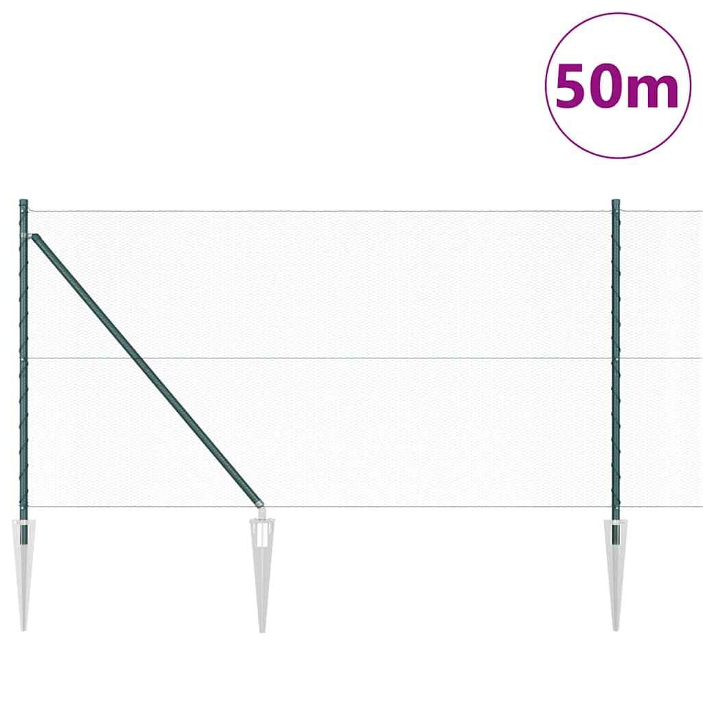 Stâlp de gard. Verde 50 x 1 m (plasă de 13 mm) Oțel și PVC