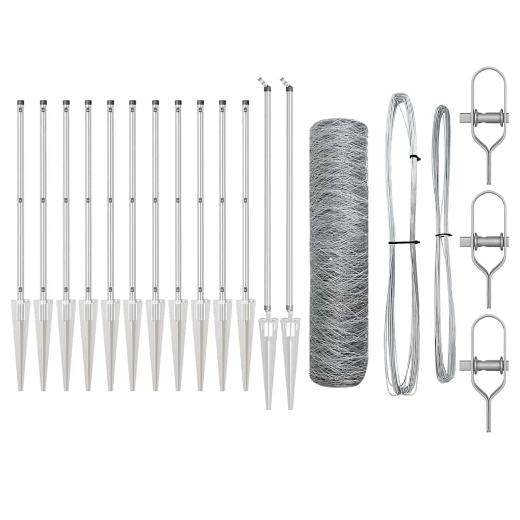 Stâlp de gard. Argintiu 25 x 0,4 m (plasă de 36 mm) Oțel