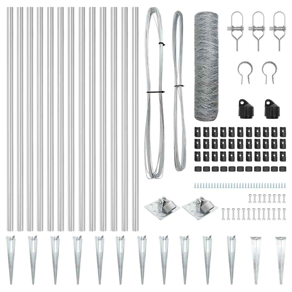 Stâlp de gard. Argintiu 25 x 0,4 m (plasă de 36 mm) Oțel