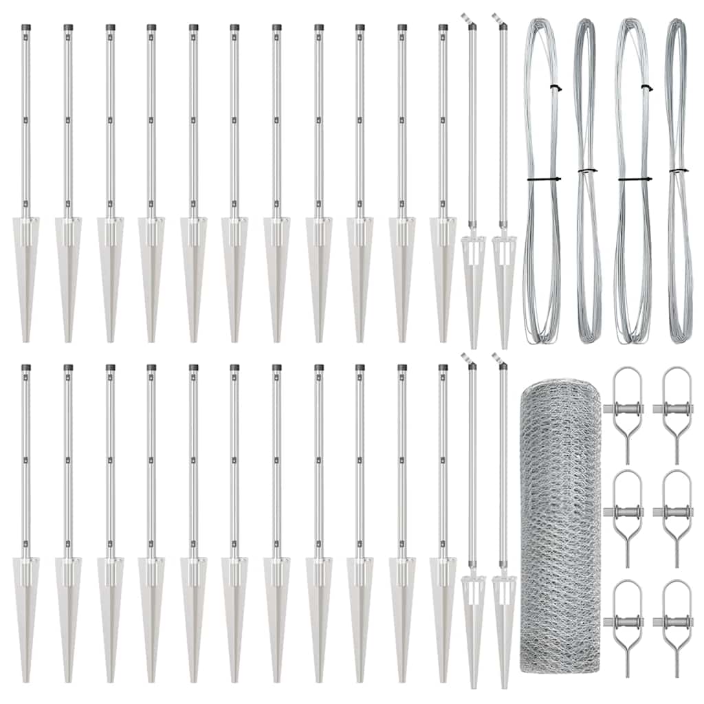Stâlp de gard. Argintiu 50 x 0,8 m (plasă de 25 mm) Oțel
