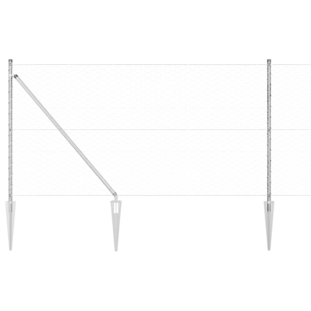 Stâlp de gard. Argintiu 50 x 1 m (plasă de 50 mm) Oțel