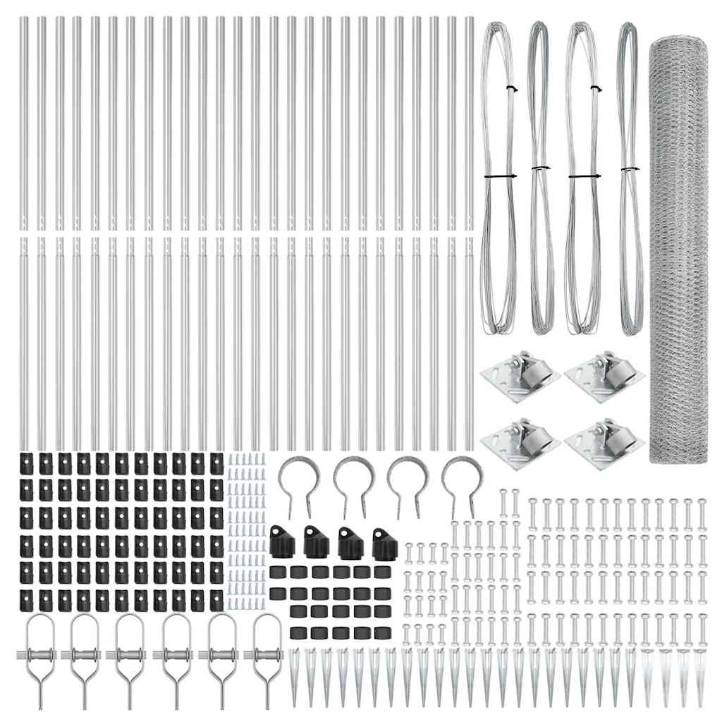 Stâlp de gard. Argintiu 50 x 1,4 m ( plasă 13 mm) Oțel