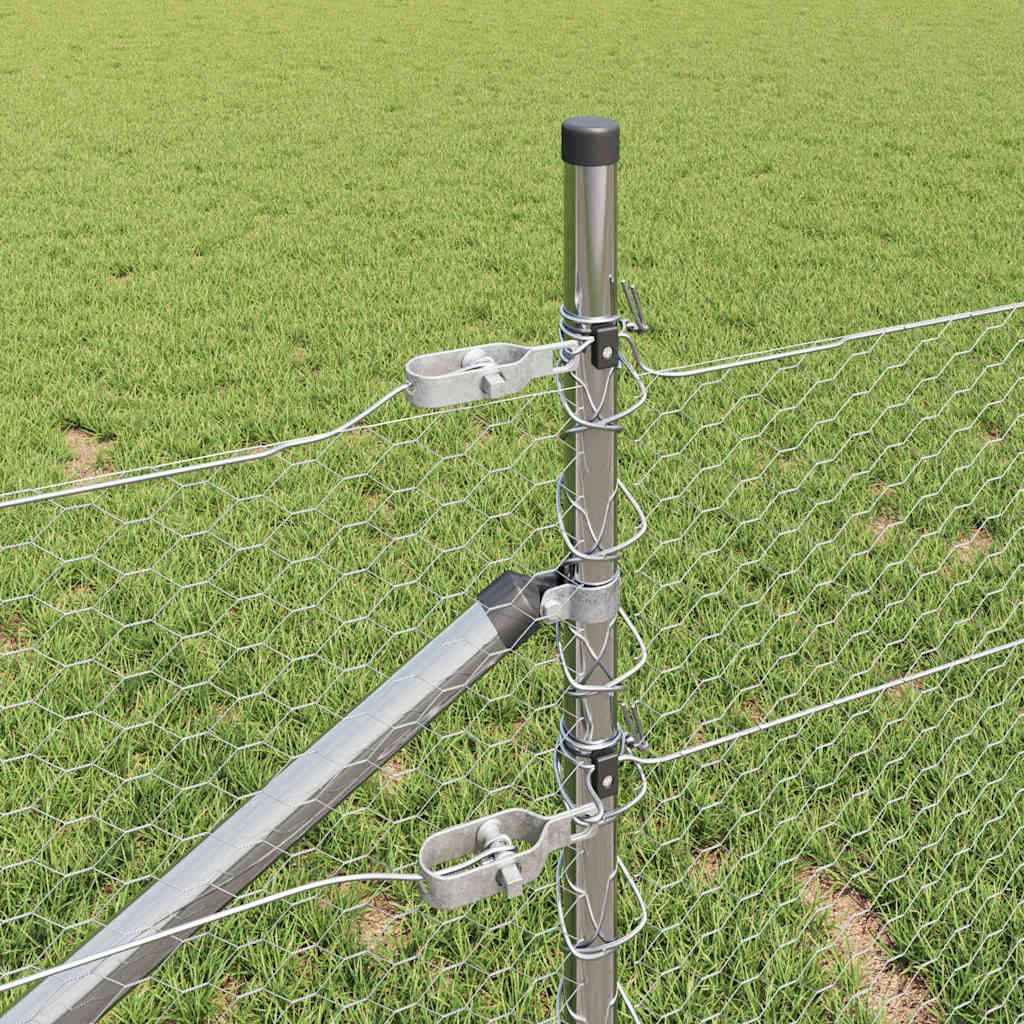 Stâlp de gard. Argintiu 100 x 0,5 m (plasă de 25 mm) Oțel