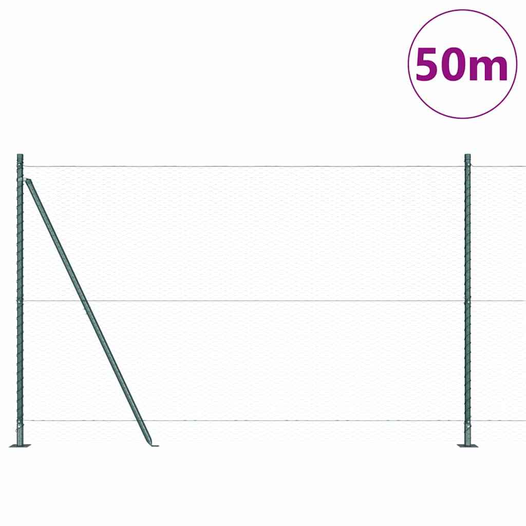 Stâlp de gard. Verde 50 x 1,6 m (plasă de 25 mm) Oțel și PVC
