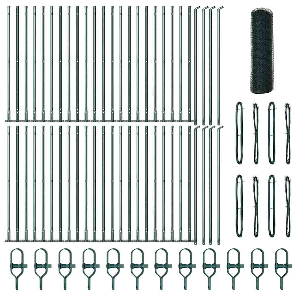 Stâlp de gard. Verde 100 x 0,4 m (plasă de 25 mm) Oțel și PVC