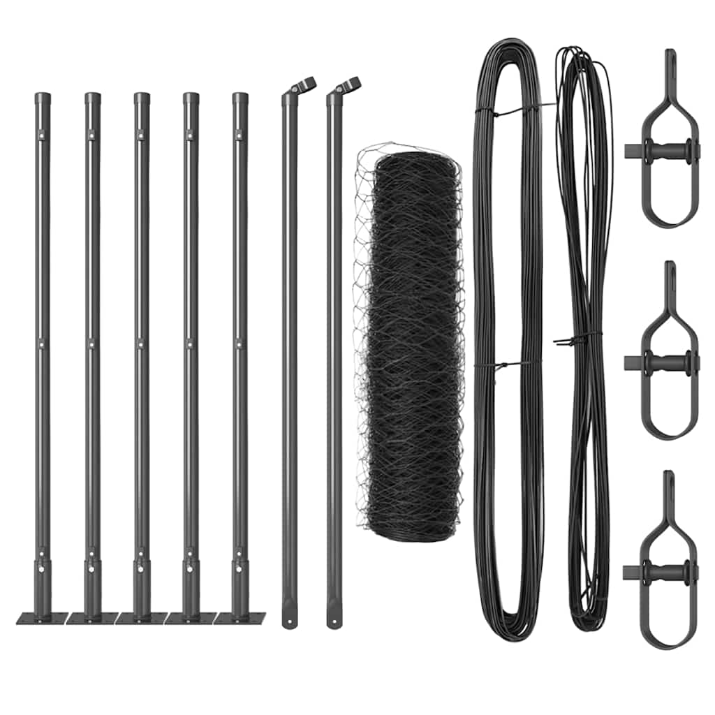 Stâlp de gard. Gri 10 x 0,4 m (plasă de 36 mm) Oțel și PVC