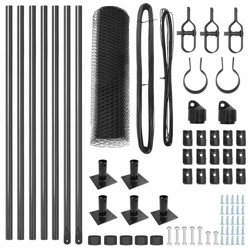 Stâlp de gard. Gri 10 x 0,6 m (plasă de 25 mm) Oțel și PVC