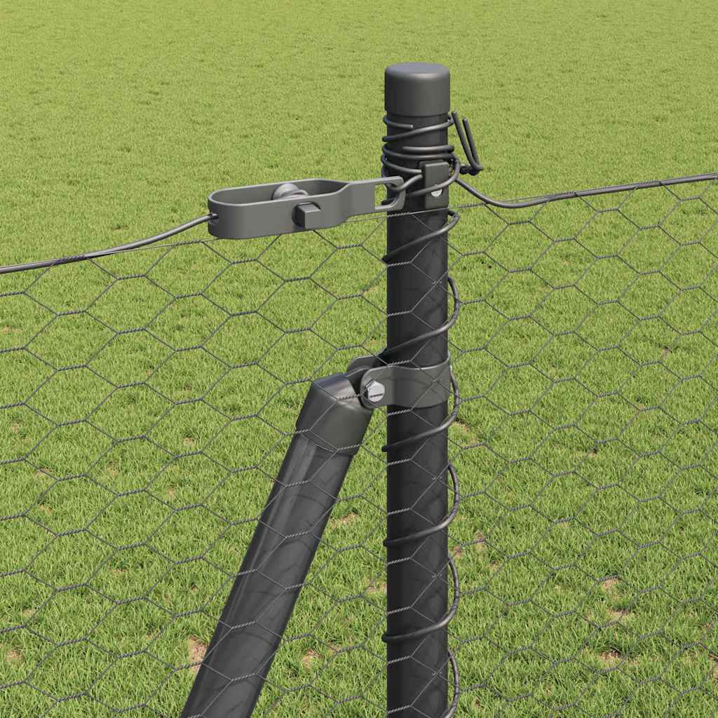 Stâlp de gard. Gri 10 x 1,5 m (plasă 25 mm) Oțel și PVC