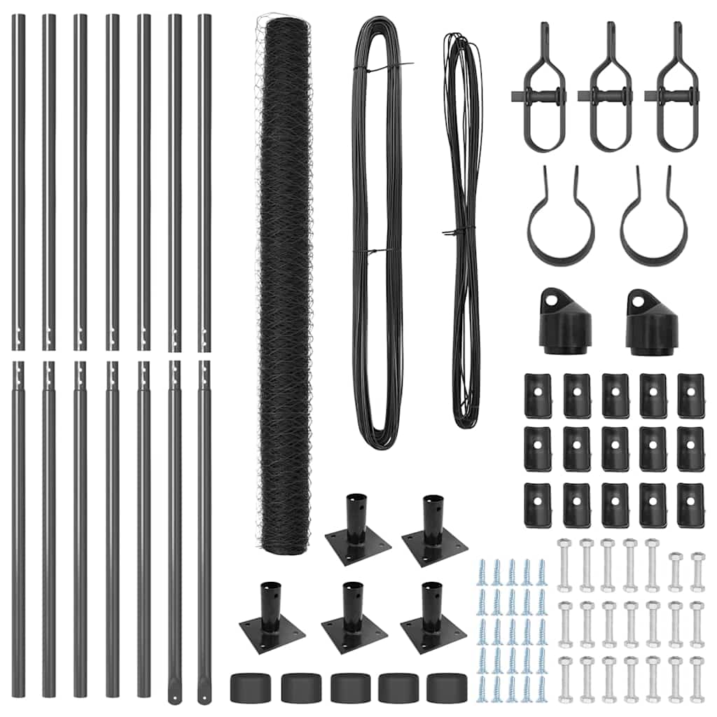 Stâlp de gard. Gri 10 x 1,5 m (plasă de 36 mm) Oțel și PVC