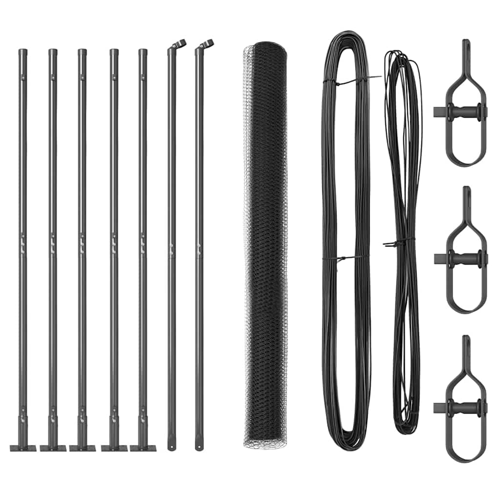 Stâlp de gard. Gri 10 x 1,6 m (plasă de 25 mm) Oțel și PVC