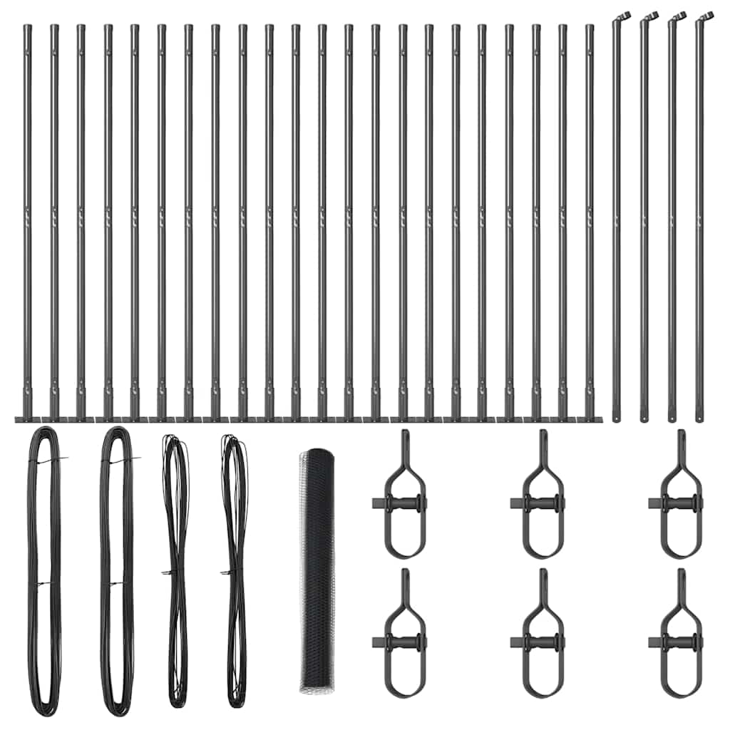 Stâlp de gard. Gri 50 x 1,2 m (plasă de 13 mm) Oțel și PVC