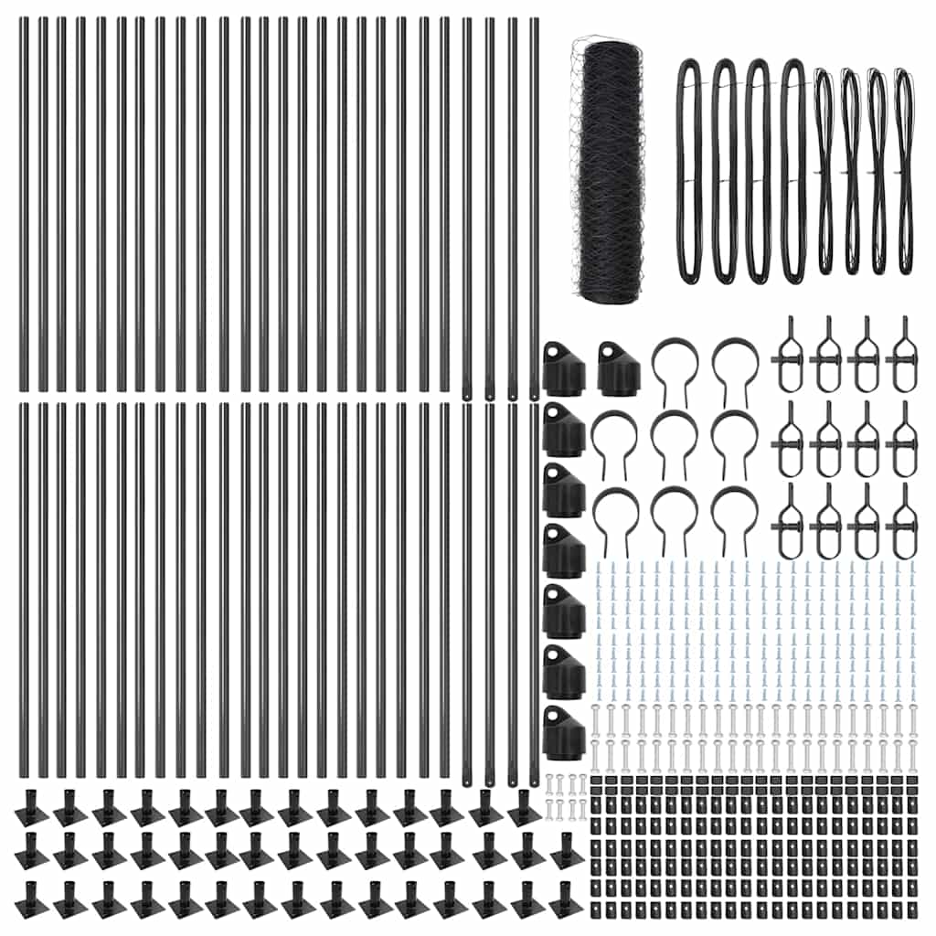 Stâlp de gard. Gri 100 x 0,5 m (plasă de 50 mm) Oțel și PVC