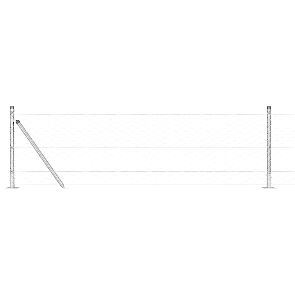Stâlp de gard. Argintiu 10 x 0,4 m (plasă de 50 mm) Oțel