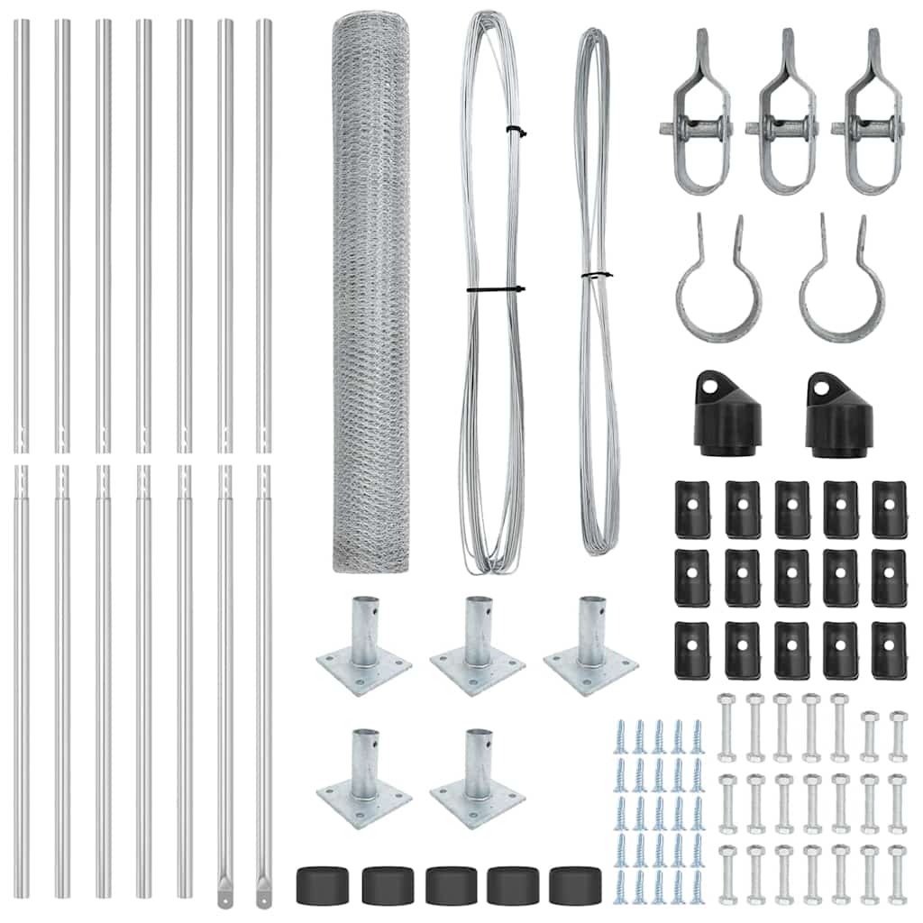 Stâlp de gard. Argintiu 10 x 1,2 m (plasă de 25 mm) Oțel