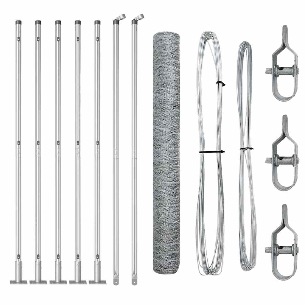 Stâlp de gard. Argintiu 10 x 1,2 m (plasă de 50 mm) Oțel