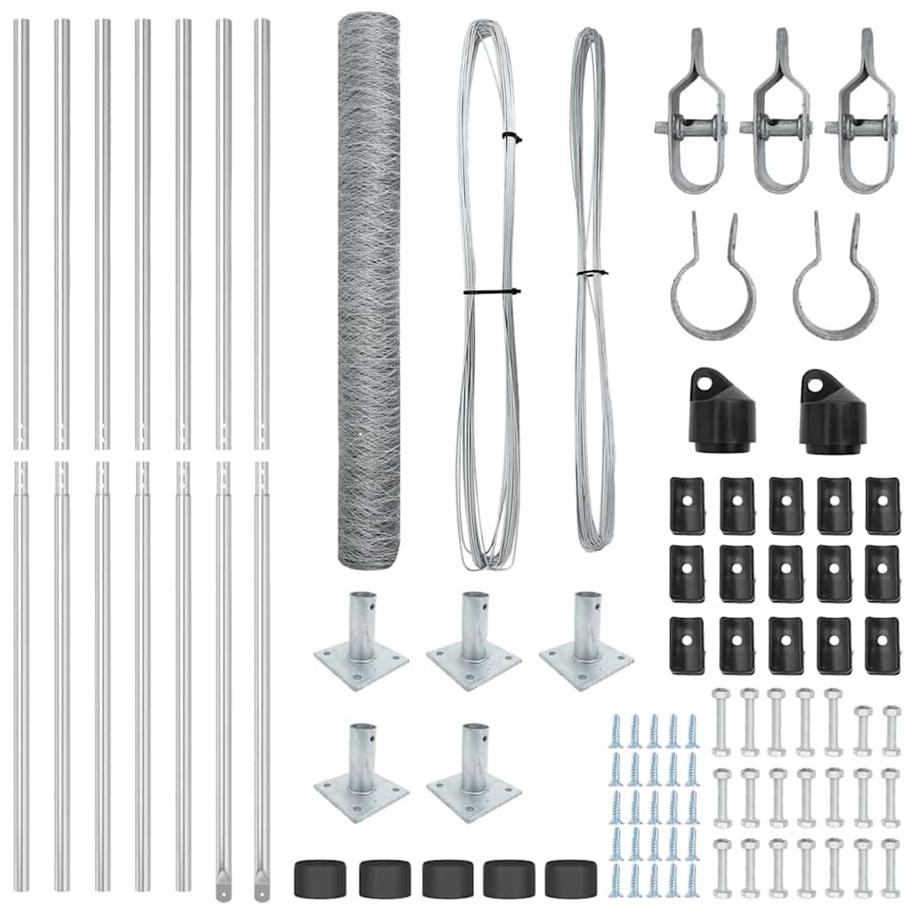 Stâlp de gard. Argintiu 10 x 1,2 m (plasă de 50 mm) Oțel