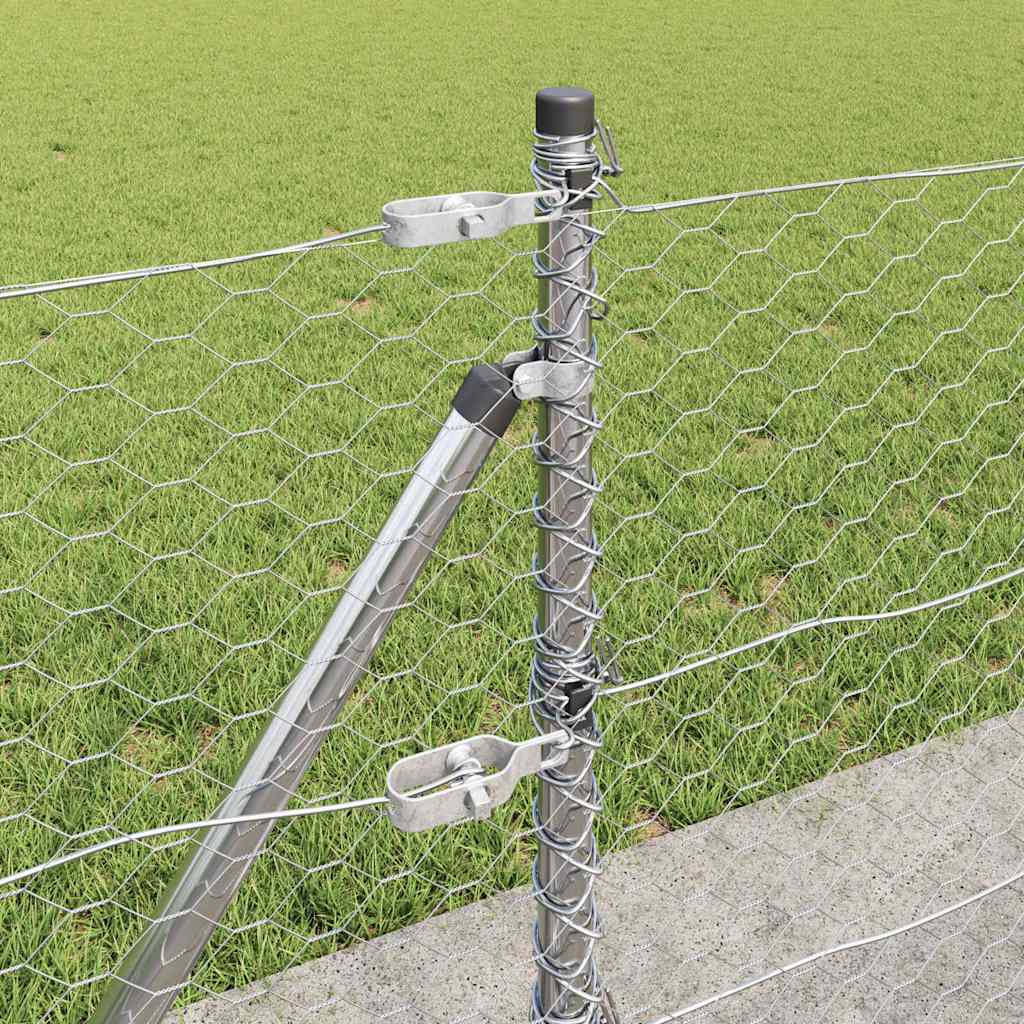 Stâlp de gard. Argintiu 25 x 0,4 m (plasă de 36 mm) Oțel