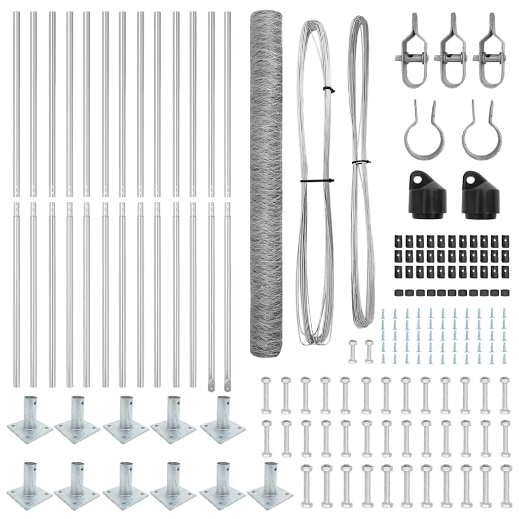 Stâlp de gard. Argintiu 25 x 1,6 m (plasă de 36 mm) Oțel