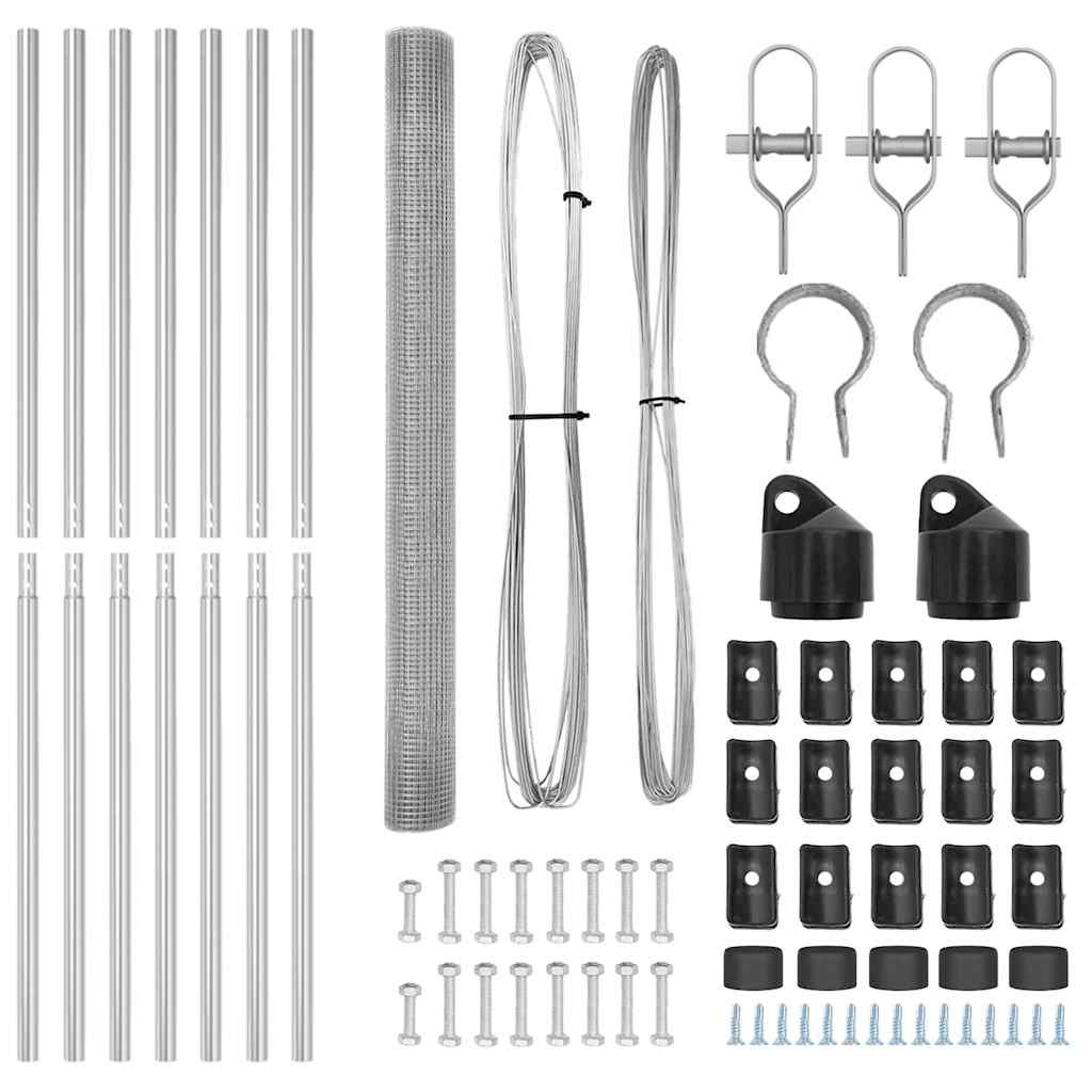 Stâlp de gard. Argintiu 10 x 1,5 m (plasă de 16 x 16 mm) Oțel