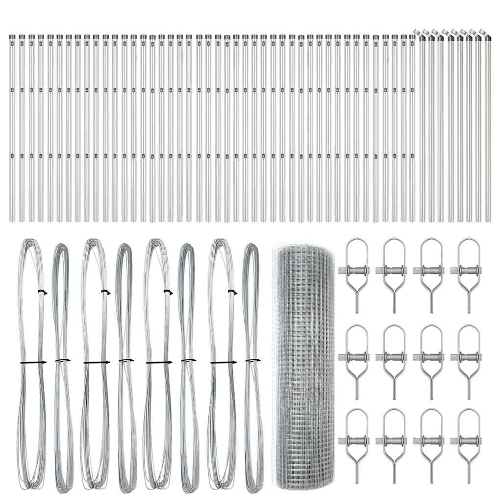 Stâlp de gard. Argintiu 100 x 0,8 m (plasă de 19 x 19 mm) Oțel