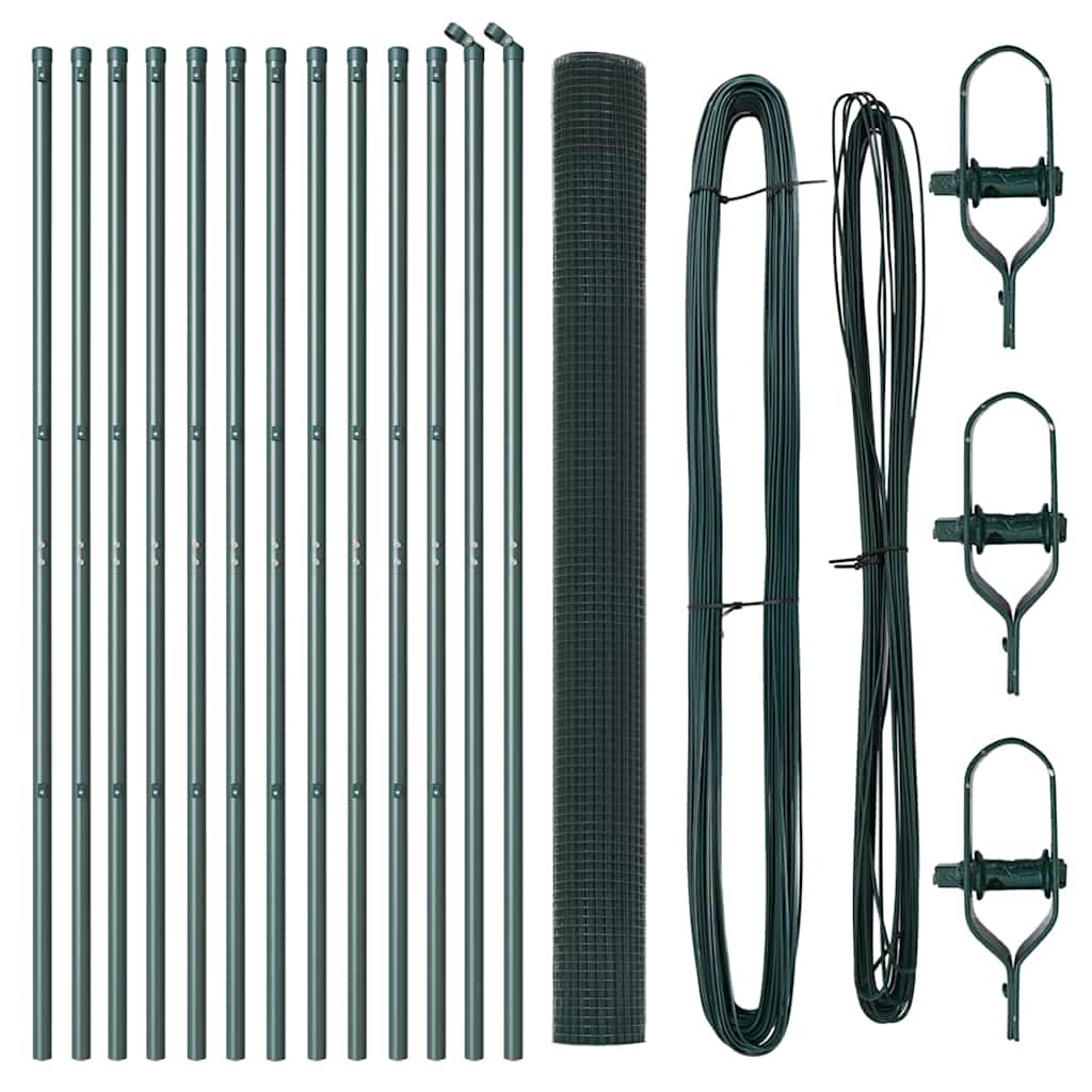 Stâlp de gard. Verde 25 x 1,6 m (25 x 25 mm plasă) Oțel și PVC