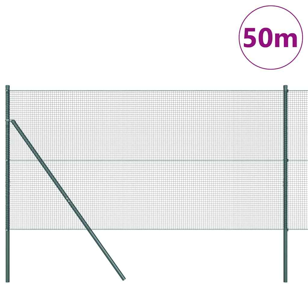 Stâlp de gard. Verde 50 x 1 m (plasă 16 x 16 mm) Oțel și PVC