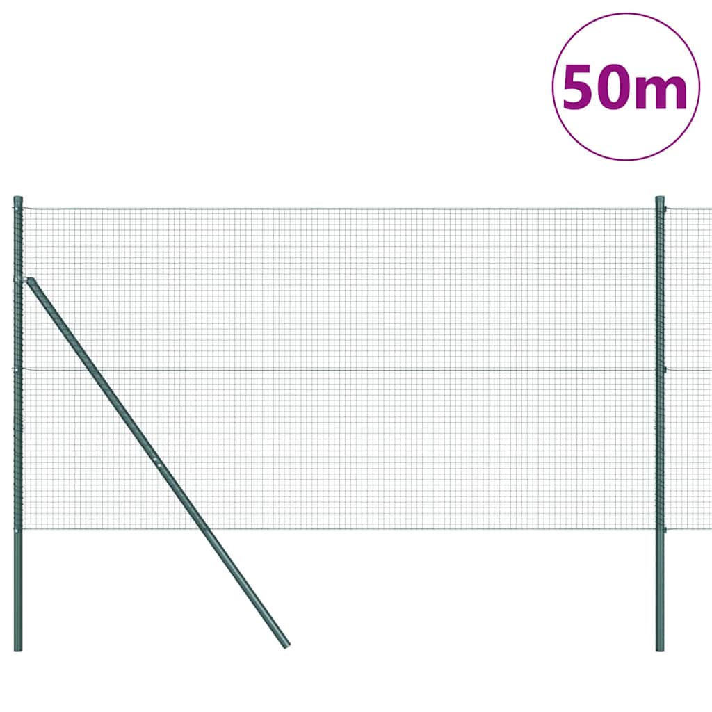 Stâlp de gard. Verde 50 x 1 m (plasă 19 x 19 mm) Oțel și PVC