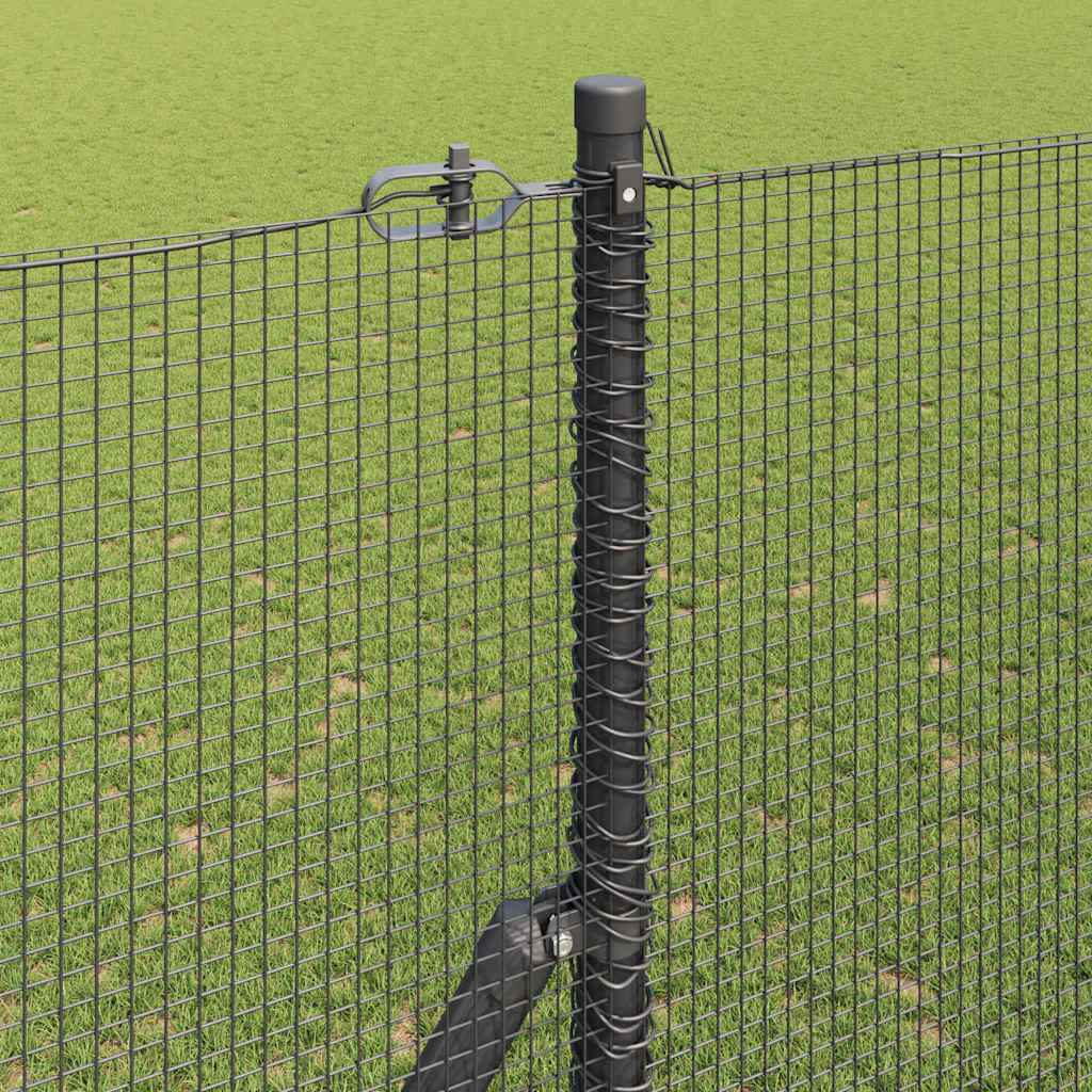 Stâlp de gard. Gri 10 x 1,6 m (plasă de 12 x 12 mm) Oțel și PVC