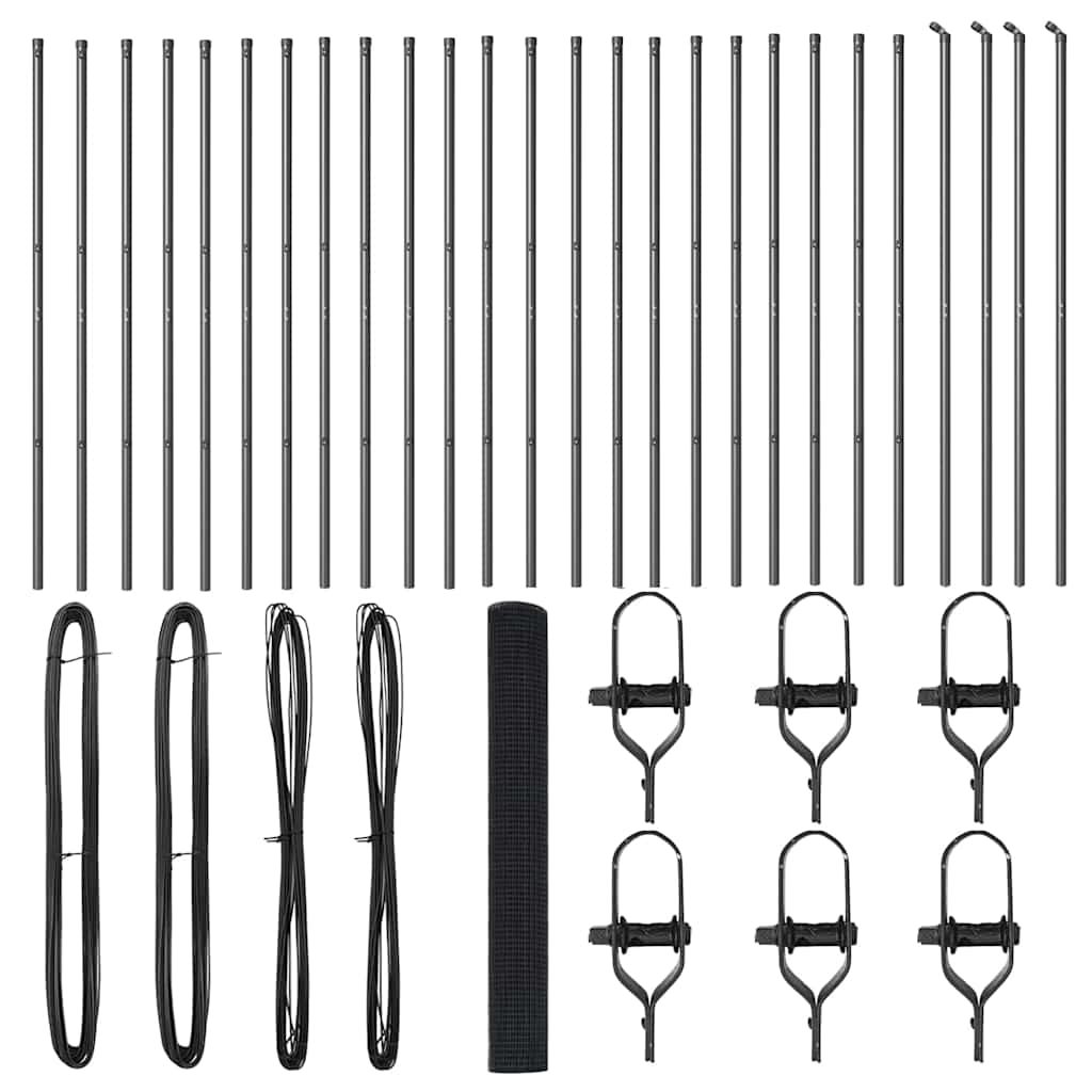 Stâlp de gard. Gri 50 x 1 m (plasă 16 x 16 mm) Oțel și PVC