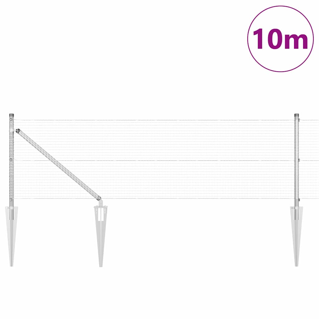 Stâlp de gard. Argintiu 10 x 0,4 m (19 x 19 mm plasă) Oțel