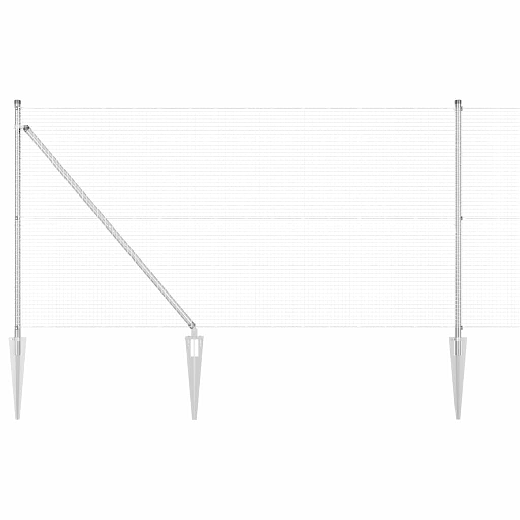 Stâlp de gard. Argintiu 10 x 0,8 m ( plasă de 19 x 19 mm) Oțel