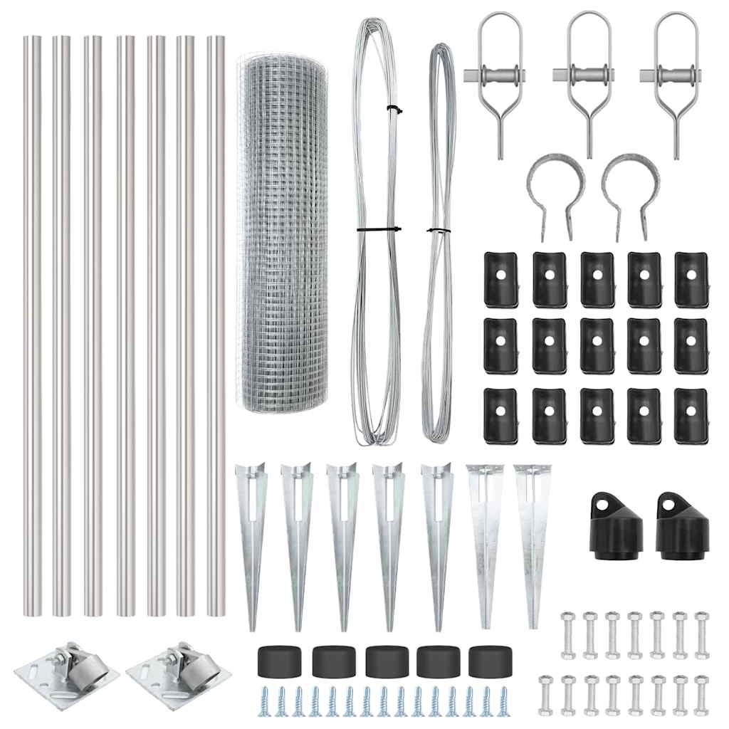 Stâlp de gard. Argintiu 10 x 0,8 m ( plasă de 19 x 19 mm) Oțel