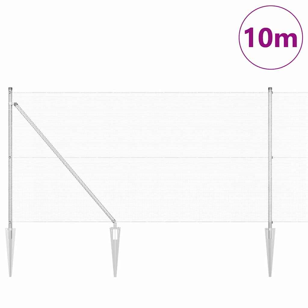 Stâlp de gard. Argintiu 10 x 1 m (plasă 12 x 12 mm) Oțel