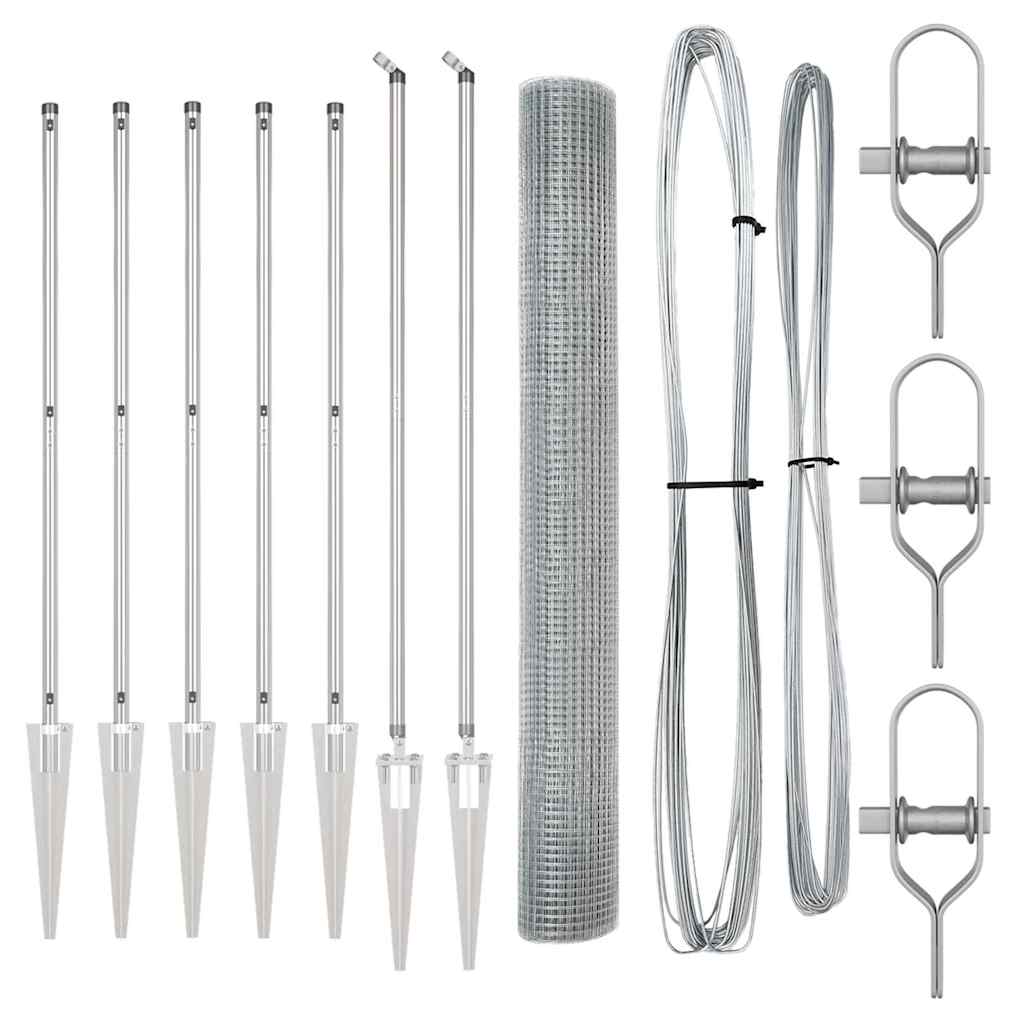 Stâlp de gard. Argintiu 10 x 1,4 m (plasă 19 x 19 mm) Oțel