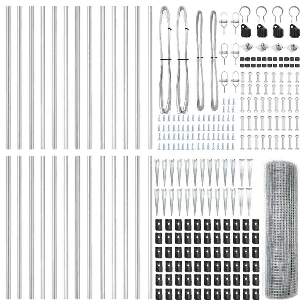 Stâlp de gard. Argintiu 50 x 0,5 m (25 x 25 mm plasă) Oțel