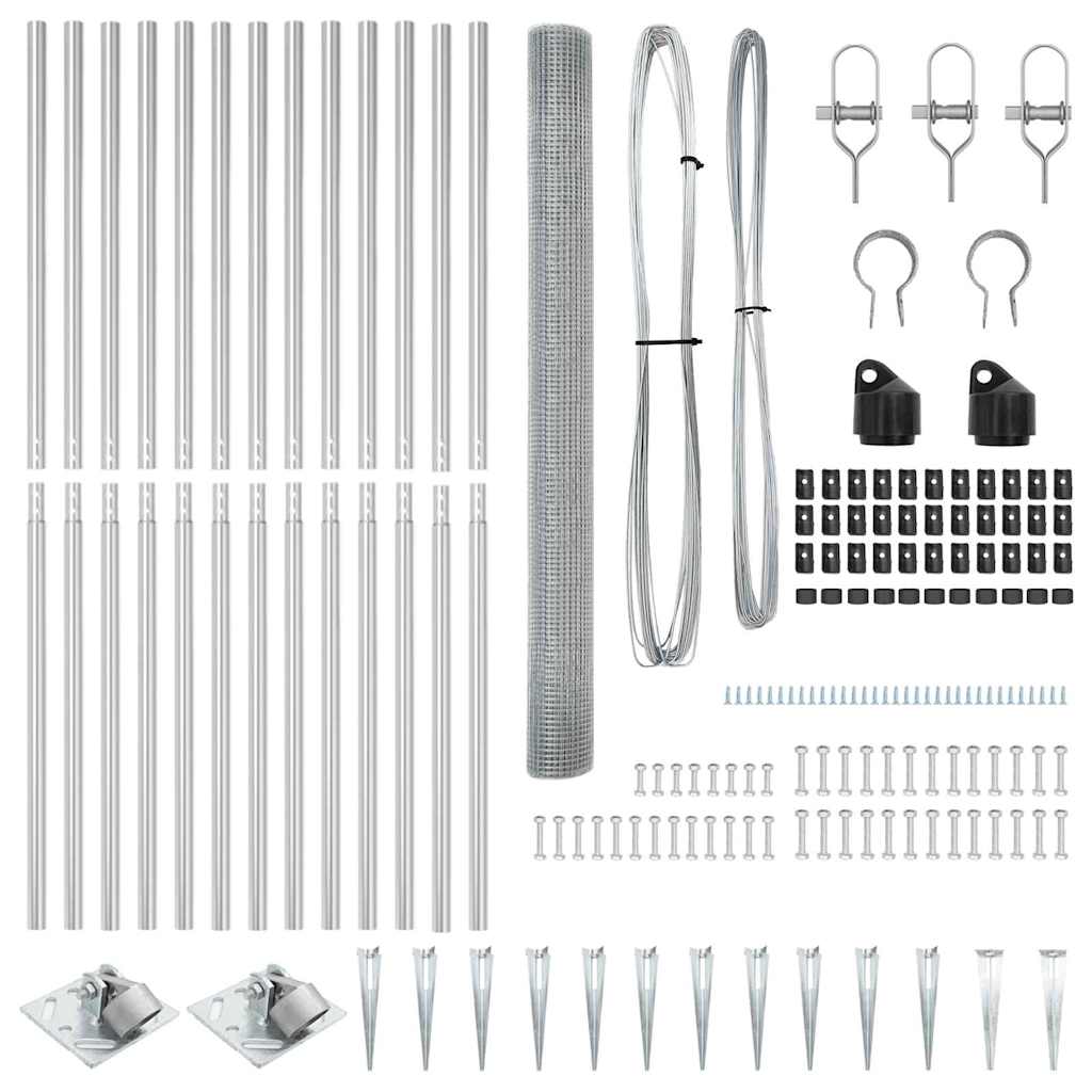 Stâlp de gard. Argintiu 50 x 1,5 m ( plasă 12 x 12 mm) Oțel