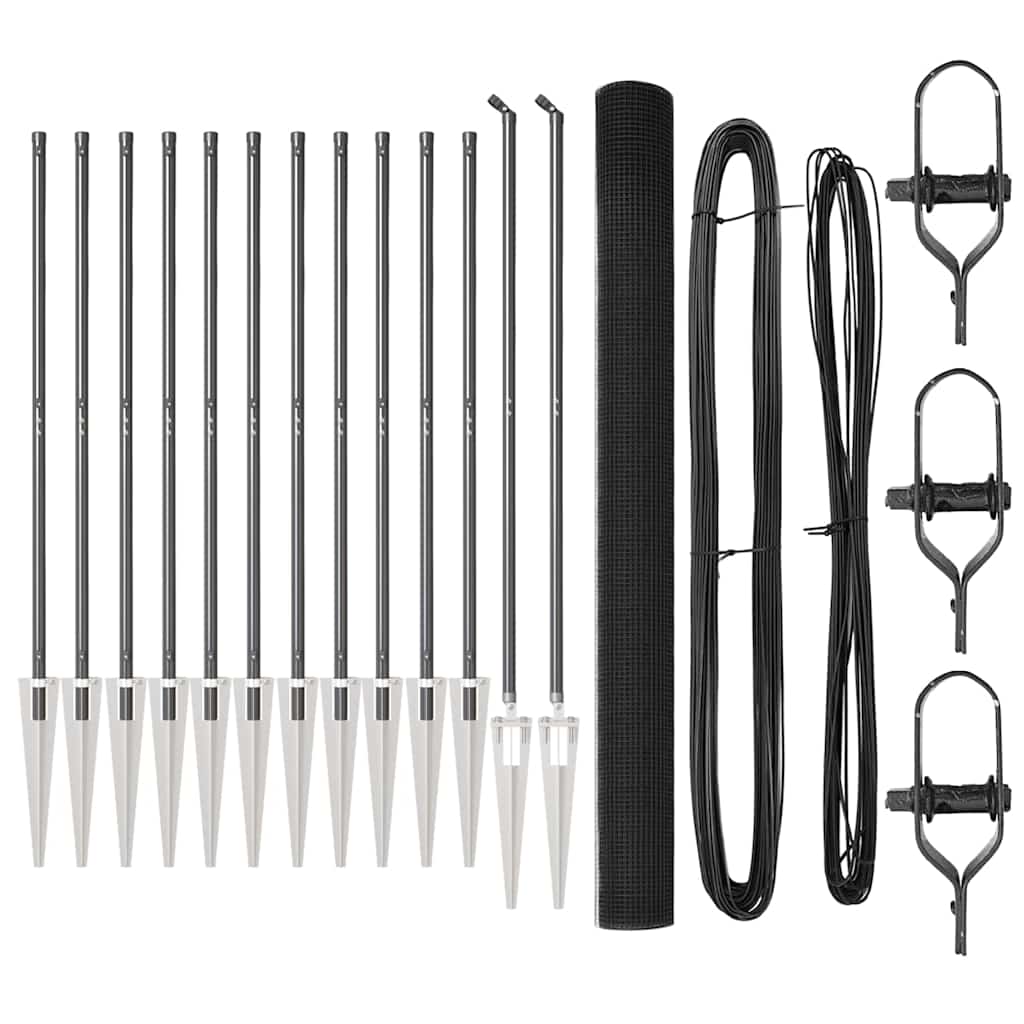 Stâlp de gard. Gri 50 x 1,5 m ( plasă 12 x 12 mm) Oțel și PVC