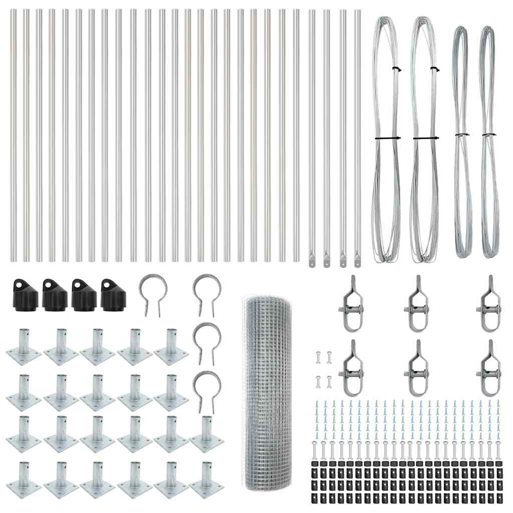 Stâlp de gard. Argintiu 50 x 1 m (plasă 25 x 25 mm) Oțel