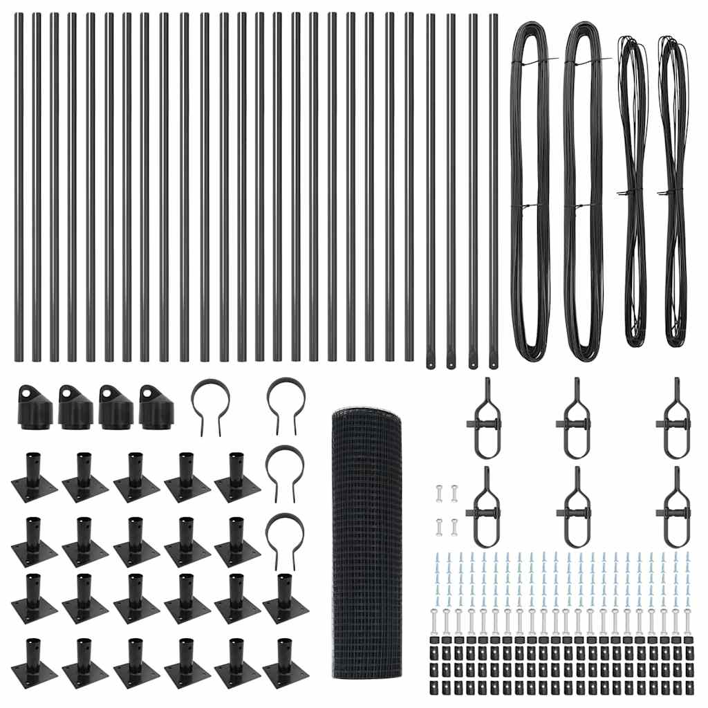 Stâlp de gard. Gri 50 x 1 m (rulou de plasă 12 x 12 mm)