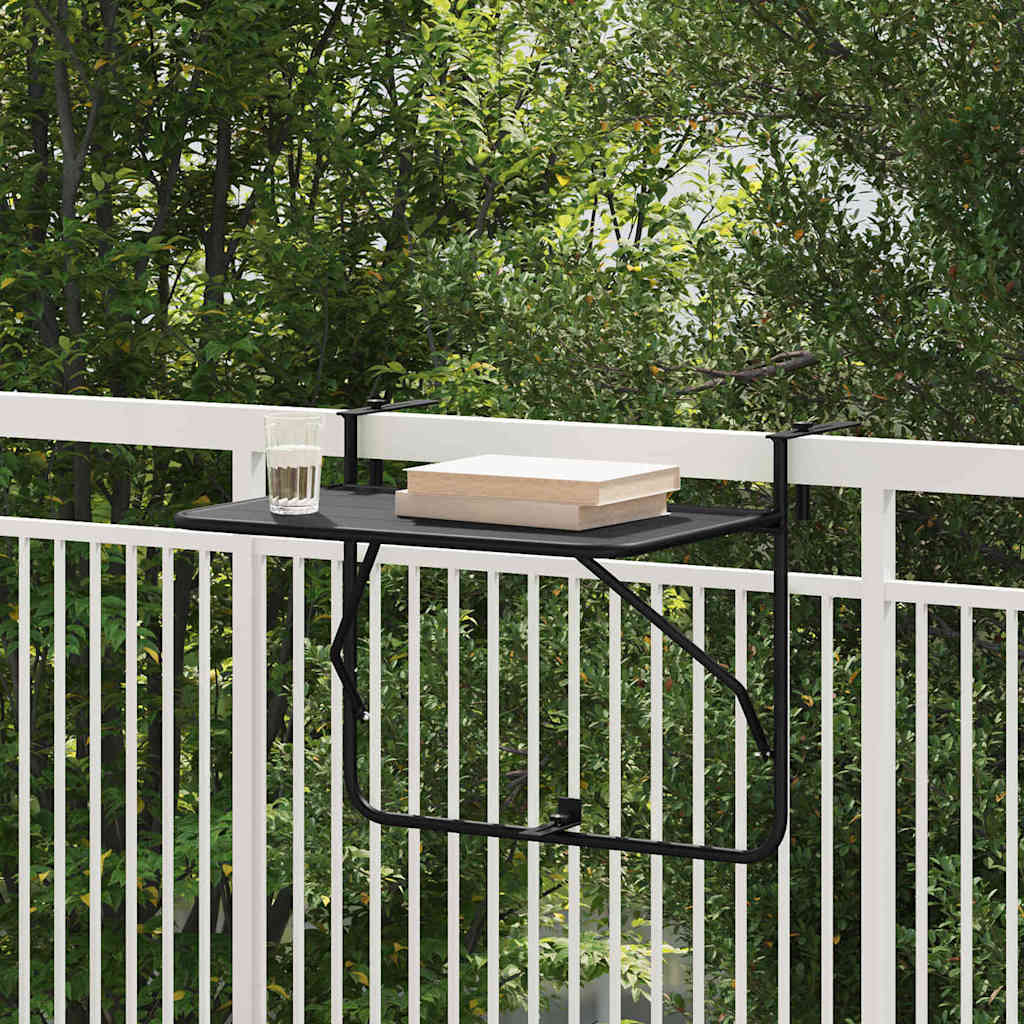 Masă Suspendată pentru Balcon Negru 60 x 39 x 65 cm Oțel