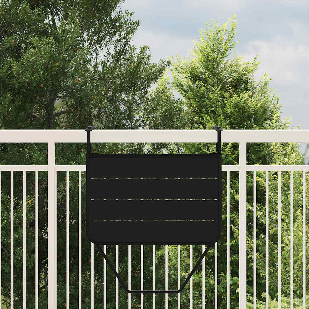 Masă Suspendată pentru Balcon Negru 60 x 39 x 65 cm Oțel