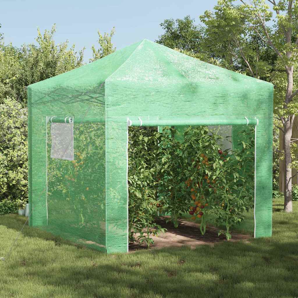 Seră cu cadru pop-up cu acoperiș Verde 290 x 290 x 315 cm Fier
