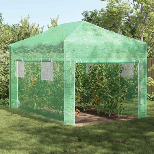 Seră cu cadru pop-up cu acoperiș Verde 290 x 430 x 315 cm Fier