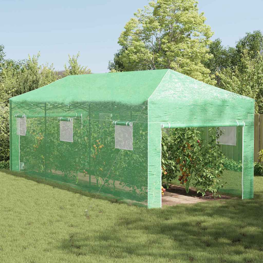Seră cu cadru pop-up cu acoperiș Verde 290 x 870 x 315 cm Fier